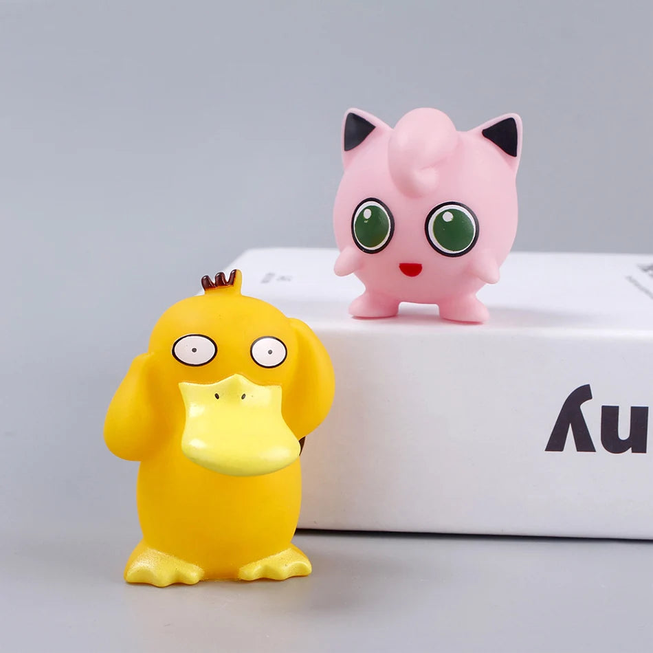 Tomy Pokemon Anime Figure Pikachu Psyduck Squirtle Jigglypuff Bulbasaur Kawaii Toys Model 6 Type For Kids Collection Gifts