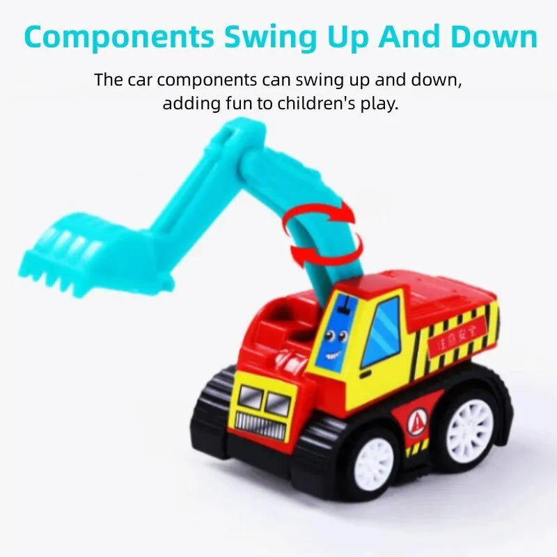 6/12Pcs Mini Inertial Pull Back Engineering Car Set Child Kids Cartoon Toys Birthday Gift