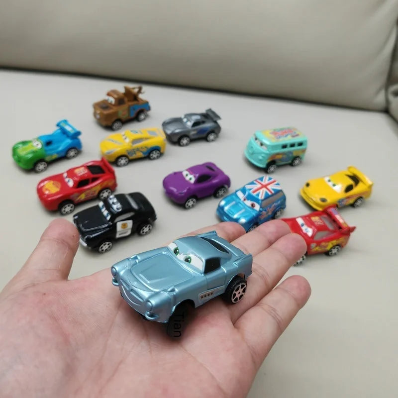 New 12pcs Disney Pixar Cars Back Force Lightning Mcqueen Jackson 6cm Storm Mater Model Car Accompanying Toys Kids Birthday Gifts