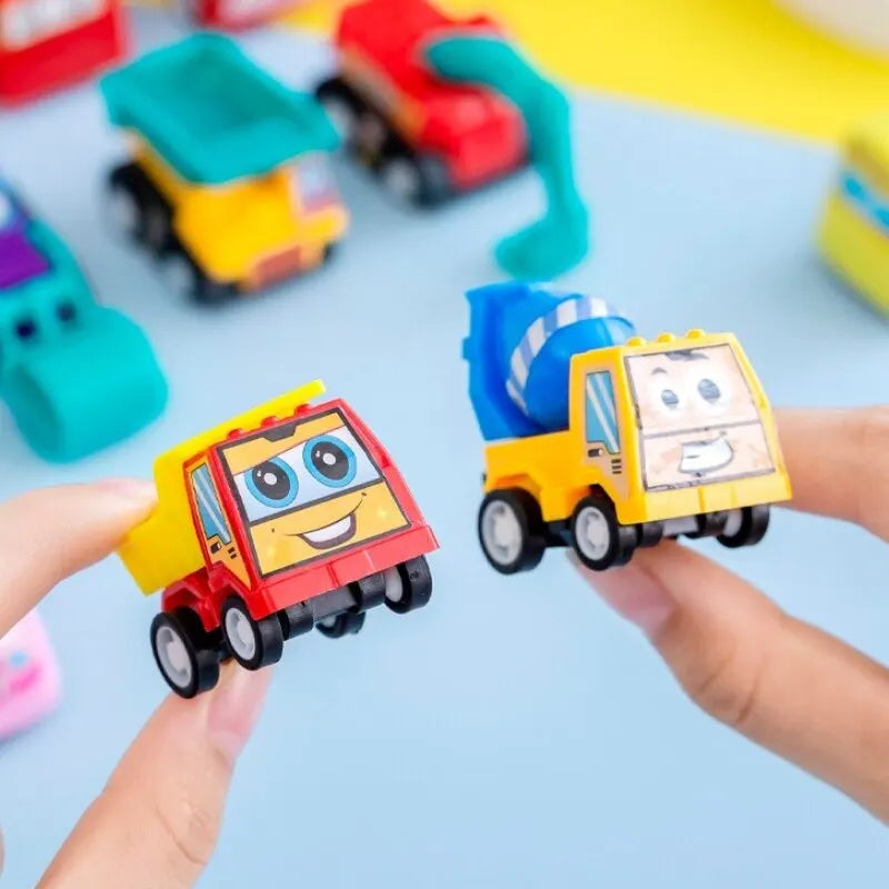 6/12Pcs Mini Inertial Pull Back Engineering Car Set Child Kids Cartoon Toys Birthday Gift