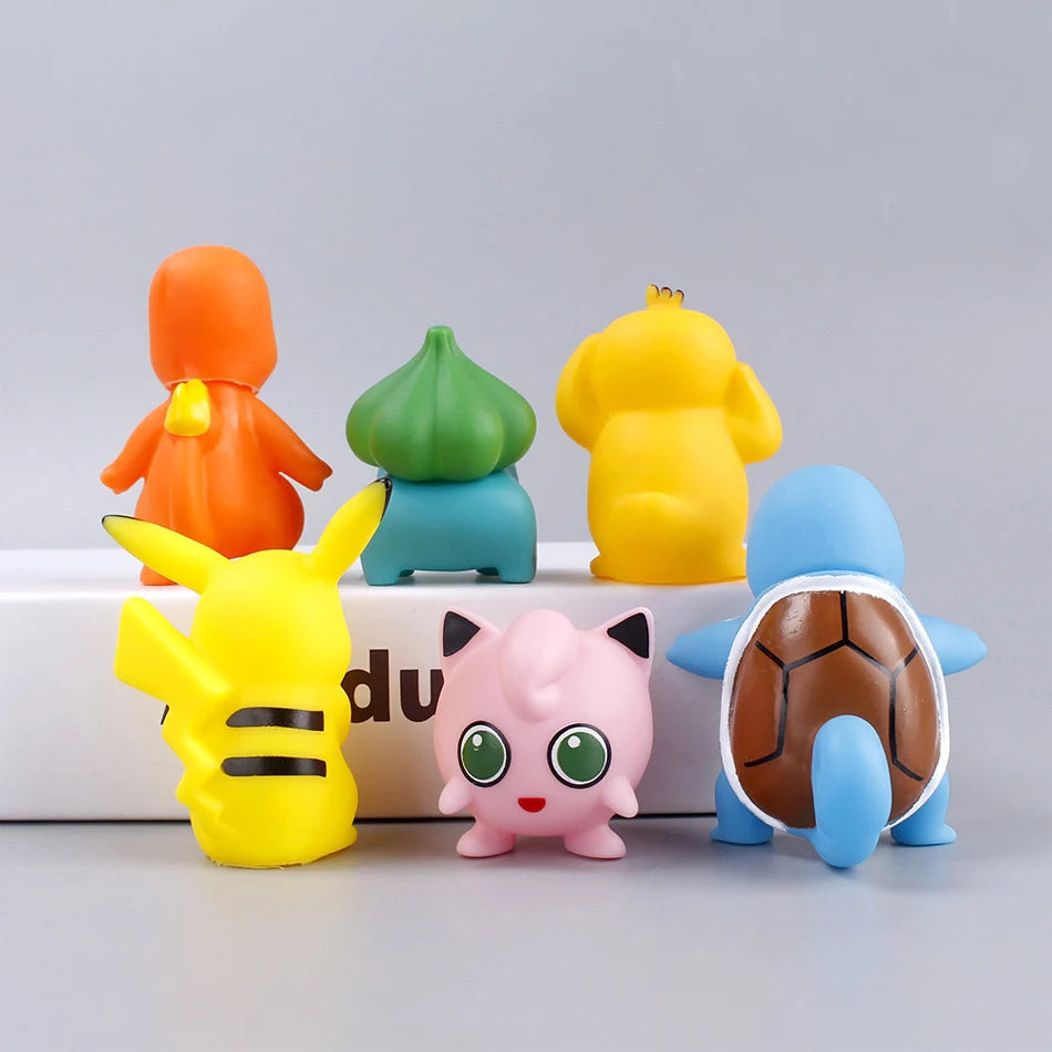 Tomy Pokemon Anime Figure Pikachu Psyduck Squirtle Jigglypuff Bulbasaur Kawaii Toys Model 6 Type For Kids Collection Gifts