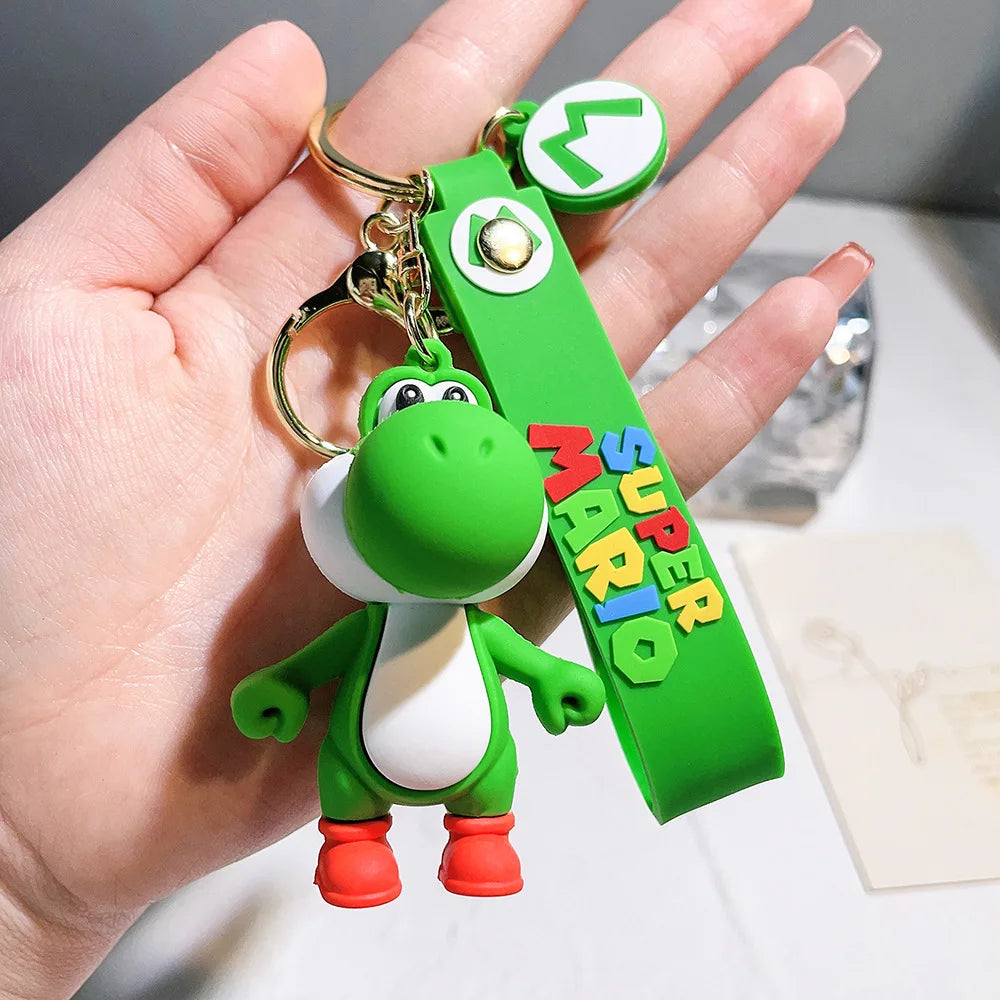 Super Mario Keychain Mario Bros Luigi Toad Yoshi Bowser Action Figure Model AccesoriosPVC Cartoon Bag Doll Pendant Toys Gift