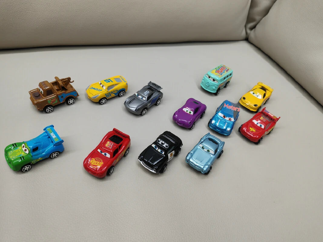 New 12pcs Disney Pixar Cars Back Force Lightning Mcqueen Jackson 6cm Storm Mater Model Car Accompanying Toys Kids Birthday Gifts